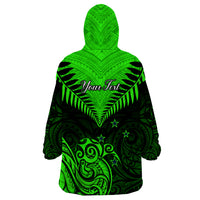 Personalised New Zealand Wearable Blanket Hoodie Aotearoa Maori Kiwi Green Fern LT01 - Polynesian Pride