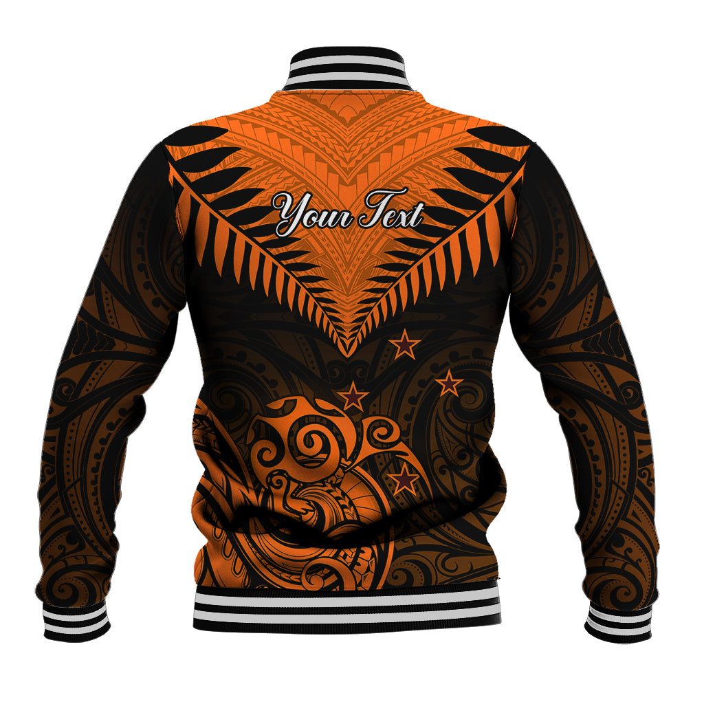 Personalised New Zealand Baseball Jacket Aotearoa Maori Kiwi Orange Fern LT01 - Polynesian Pride