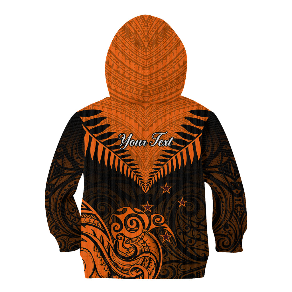 Personalised New Zealand Kid Hoodie Aotearoa Maori Kiwi Orange Fern LT01 - Polynesian Pride