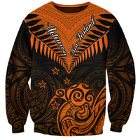 Personalised New Zealand Sweatshirt Aotearoa Maori Kiwi Orange Fern LT01 Unisex Orange - Polynesian Pride