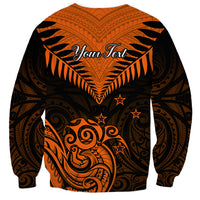 Personalised New Zealand Sweatshirt Aotearoa Maori Kiwi Orange Fern LT01 - Polynesian Pride