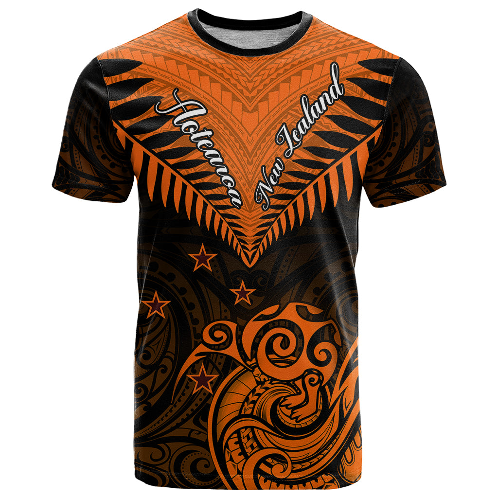 Personalised New Zealand T Shirt Aotearoa Maori Kiwi Orange Fern LT01 Orange - Polynesian Pride