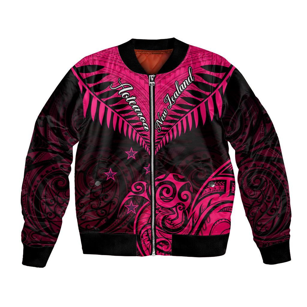 Personalised Aotearoa Bomber Jacket Maori Kiwi Pink Fern LT01 Unisex Pink - Polynesian Pride