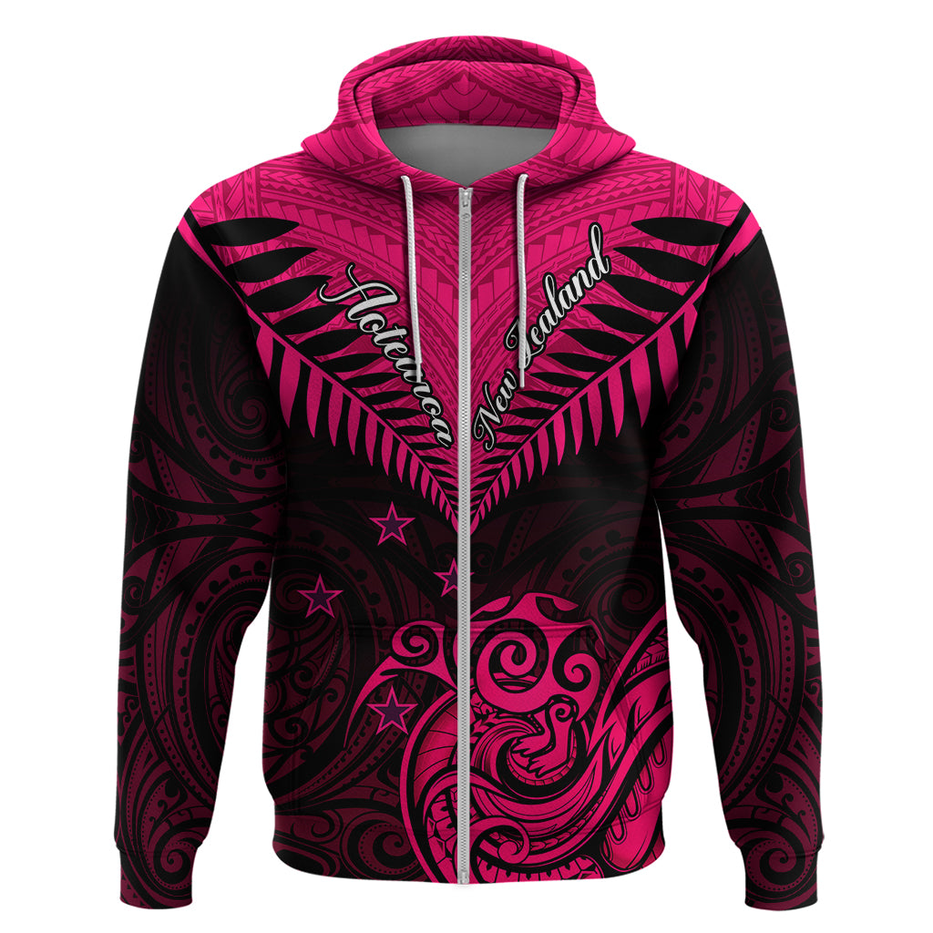 Personalised Aotearoa Hoodie Maori Kiwi Pink Fern LT01 - Polynesian Pride