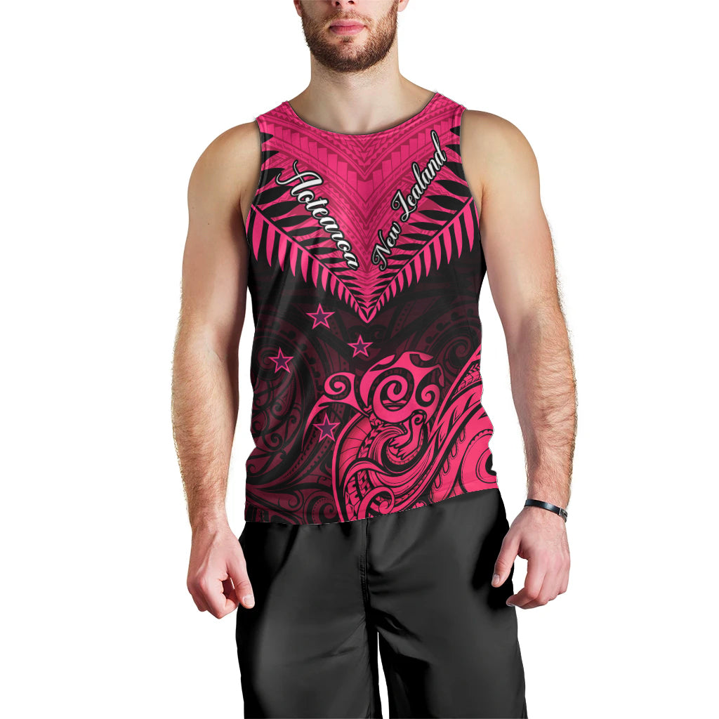 Personalised Aotearoa Men Tank Top Maori Kiwi Pink Fern LT01 - Polynesian Pride