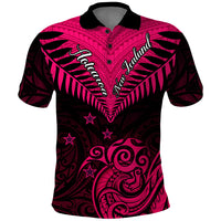 Personalised Aotearoa Polo Shirt Maori Kiwi Pink Fern LT01 Pink - Polynesian Pride