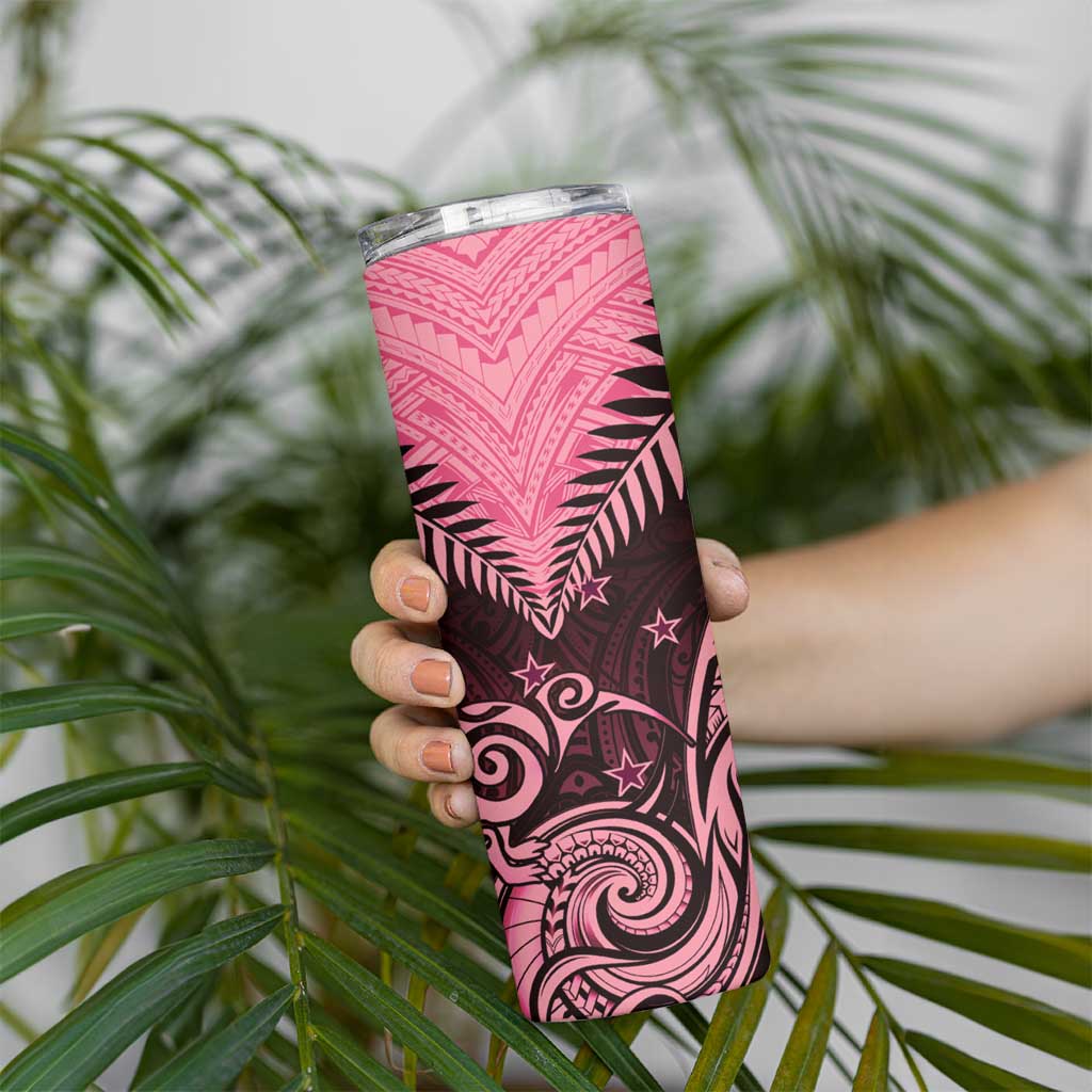 Aotearoa Skinny Tumbler Maori Kiwi Pink Fern