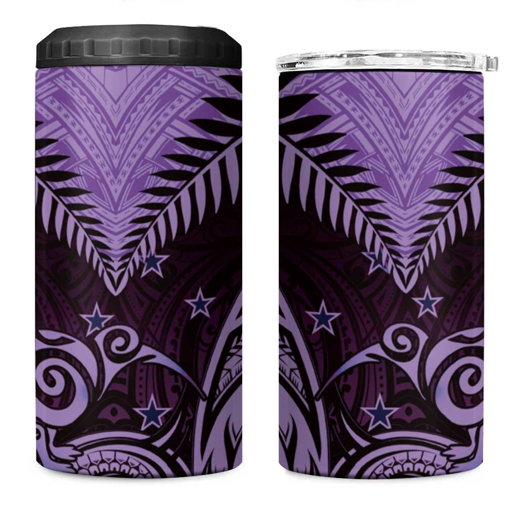 Aotearoa 4 in 1 Can Cooler Tumbler Maori Kiwi Purple Fern