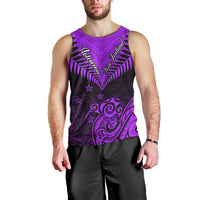 Personalised Aotearoa Men Tank Top Maori Kiwi Purple Fern LT01 - Polynesian Pride