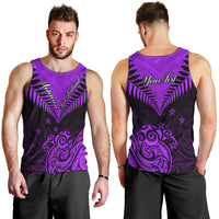 Personalised Aotearoa Men Tank Top Maori Kiwi Purple Fern LT01 - Polynesian Pride