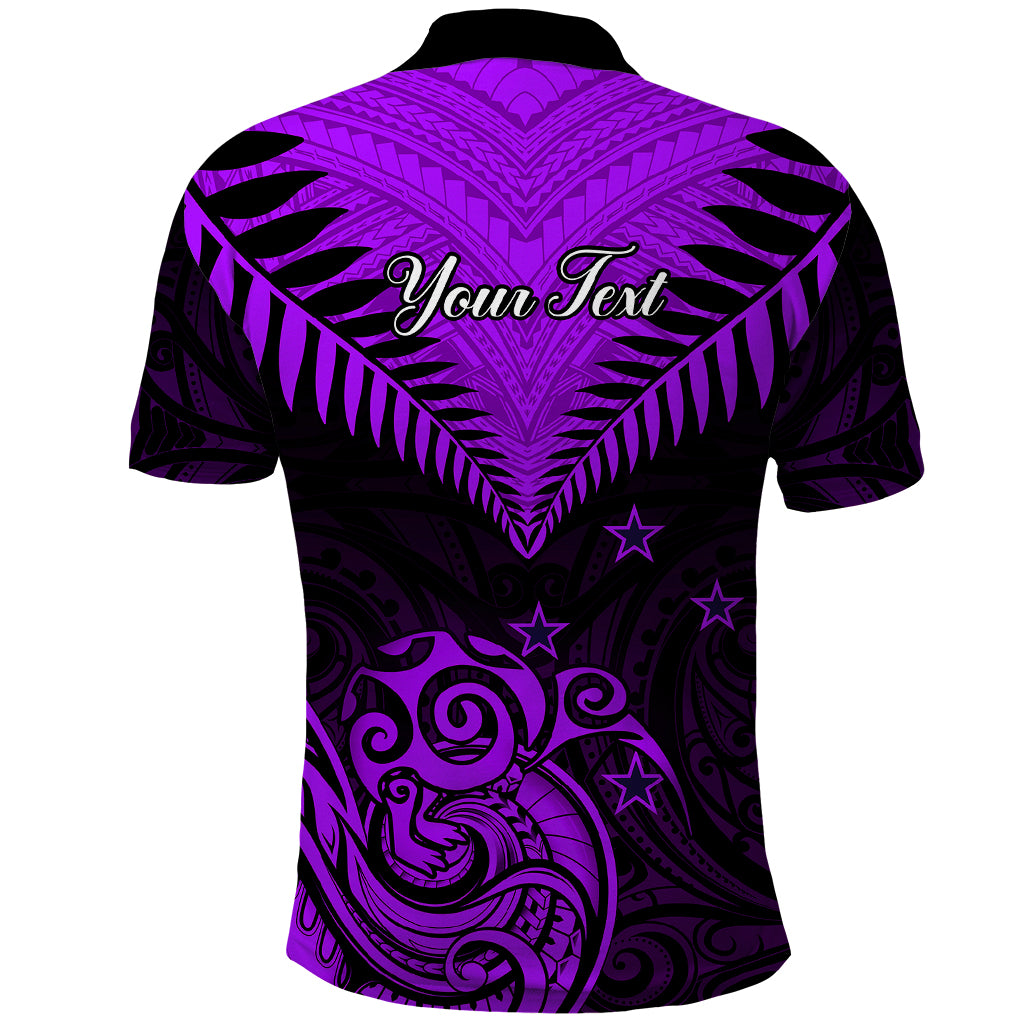 Personalised Aotearoa Polo Shirt Maori Kiwi Purple Fern LT01 - Polynesian Pride