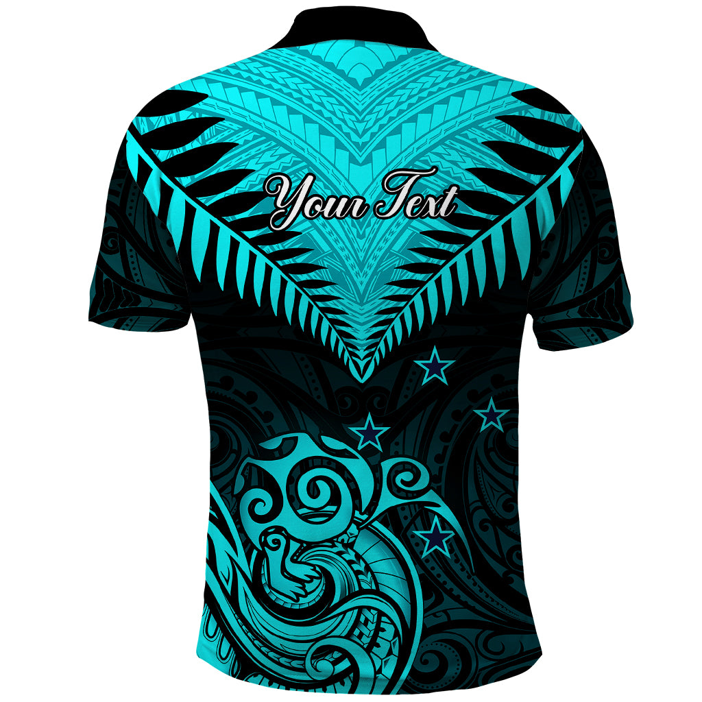 Personalised Aotearoa Polo Shirt Maori Kiwi Turquoise Fern LT01 - Polynesian Pride