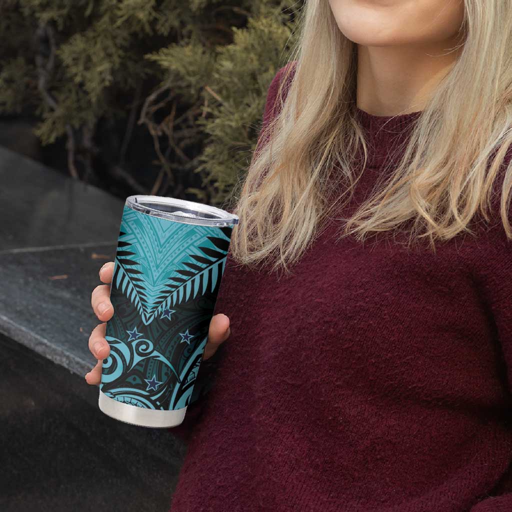 Aotearoa Tumbler Cup Maori Kiwi Turquoise Fern