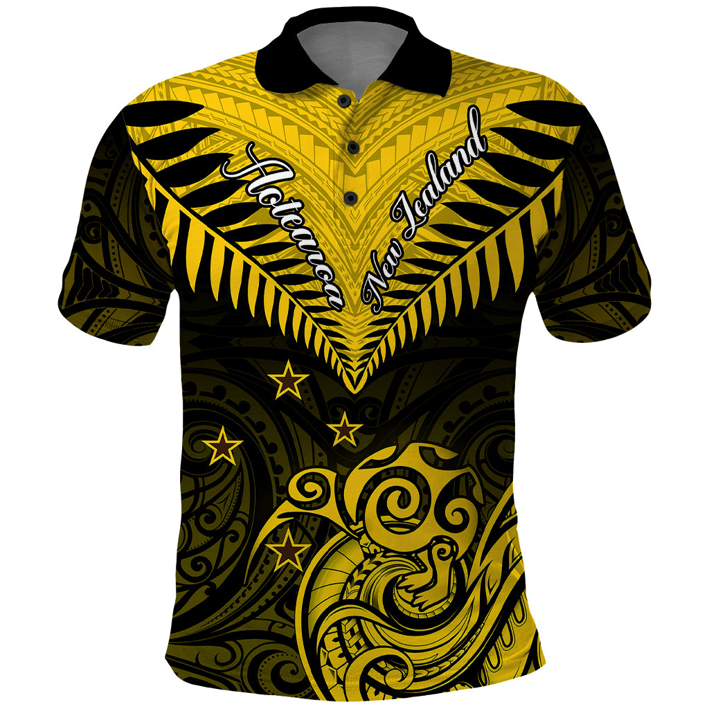Personalised Aotearoa Polo Shirt Maori Kiwi Yellow Fern LT01 Yellow - Polynesian Pride
