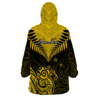 Personalised Aotearoa Wearable Blanket Hoodie Maori Kiwi Yellow Fern LT01 - Polynesian Pride