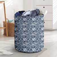 Hibiscus Bloom Island Tribal Waves Laundry Basket Blue Polynesian Pattern LT01 Blue - Polynesian Pride