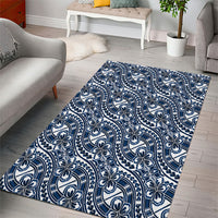 Hibiscus Bloom Island Tribal Waves Area Rug Blue Polynesian Pattern LT01 - Polynesian Pride