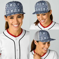 Hibiscus Bloom Island Tribal Waves Baseball Net Cap Blue Polynesian Pattern LT01 - Polynesian Pride