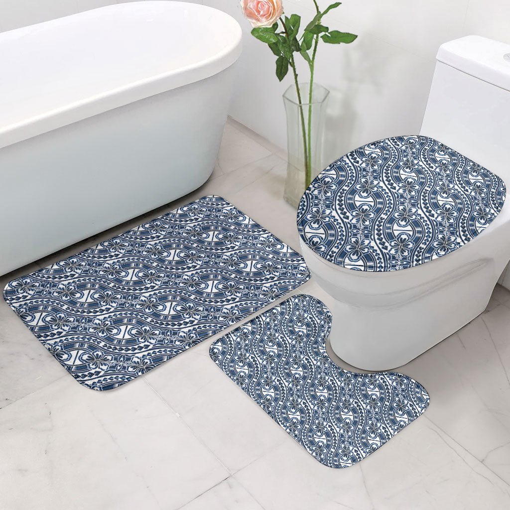 Hibiscus Bloom Island Tribal Waves Bathroom Set Blue Polynesian Pattern LT01 - Polynesian Pride