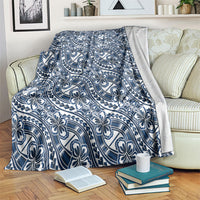 Hibiscus Bloom Island Tribal Waves Blanket Blue Polynesian Pattern LT01 Blue - Polynesian Pride