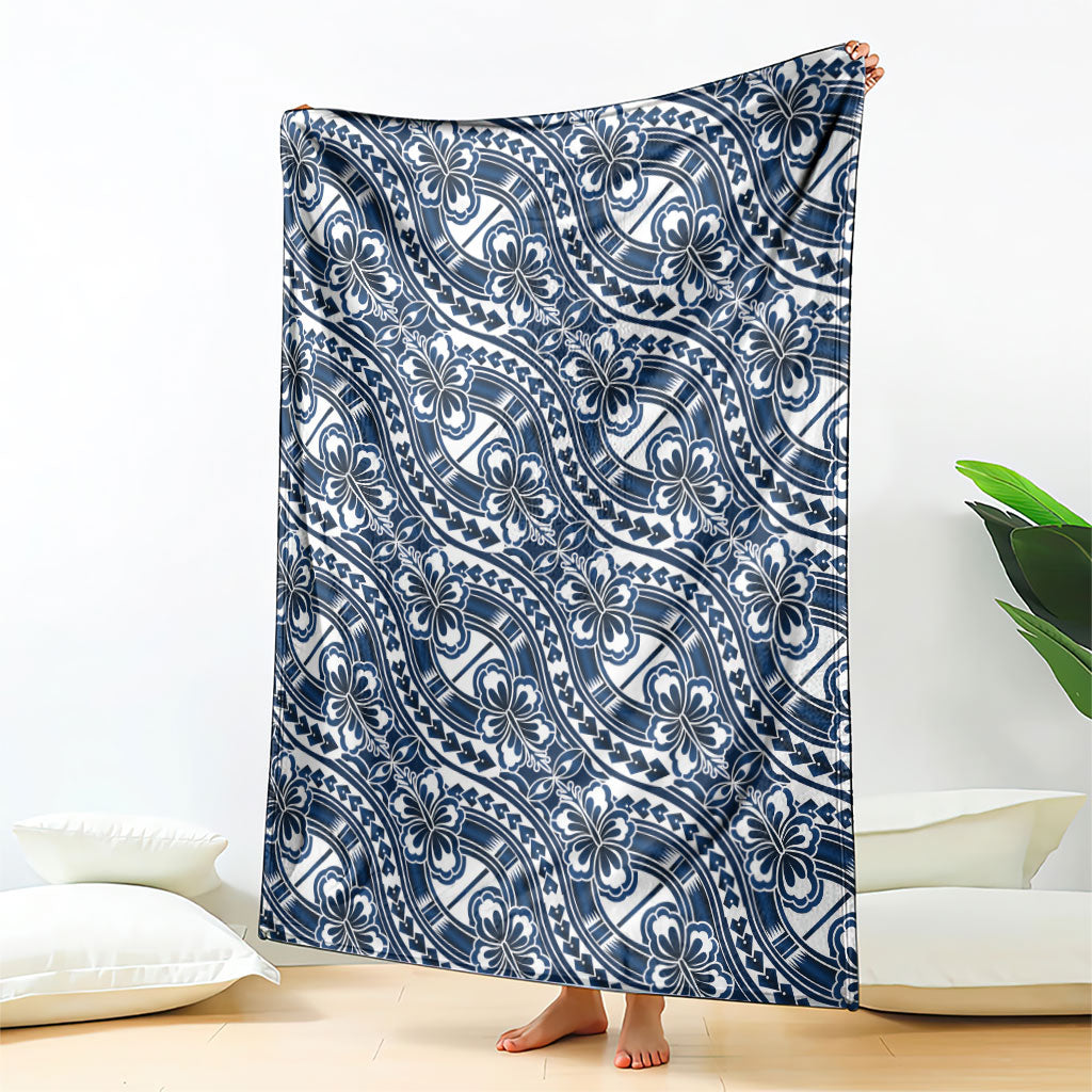 Hibiscus Bloom Island Tribal Waves Blanket Blue Polynesian Pattern LT01 - Polynesian Pride
