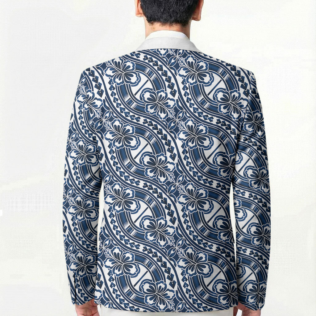 Hibiscus Bloom Island Tribal Waves Blazer Blue Polynesian Pattern LT01 - Polynesian Pride