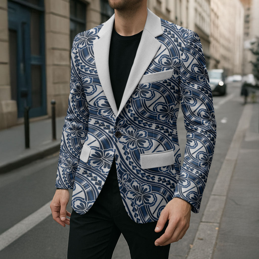 Hibiscus Bloom Island Tribal Waves Blazer Blue Polynesian Pattern LT01 - Polynesian Pride