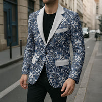 Hibiscus Bloom Island Tribal Waves Blazer Blue Polynesian Pattern LT01 - Polynesian Pride