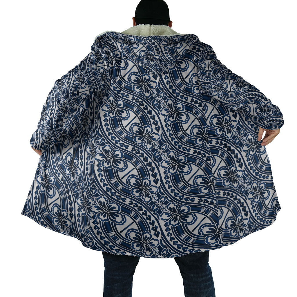 Hibiscus Bloom Island Tribal Waves Cloak Blue Polynesian Pattern LT01 - Polynesian Pride