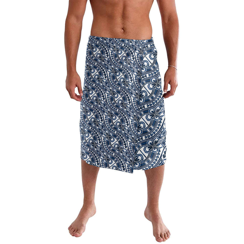 Hibiscus Bloom Island Tribal Waves Lavalava Blue Polynesian Pattern LT01 Blue - Polynesian Pride