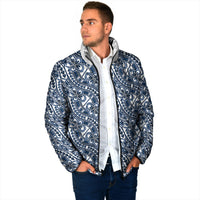 Hibiscus Bloom Island Tribal Waves Padded Jacket Blue Polynesian Pattern LT01 - Polynesian Pride