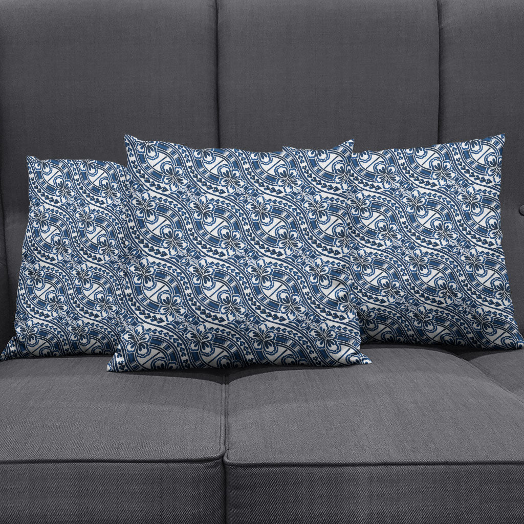 Hibiscus Bloom Island Tribal Waves Pillow Cover Blue Polynesian Pattern LT01 - Polynesian Pride