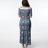 Hibiscus Bloom Island Tribal Waves Puletasi Blue Polynesian Pattern LT01 - Polynesian Pride