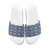 Hibiscus Bloom Island Tribal Waves Slide Sandals Blue Polynesian Pattern LT01 Blue - Polynesian Pride