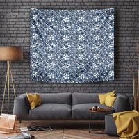 Hibiscus Bloom Island Tribal Waves Tapestry Blue Polynesian Pattern LT01 Blue - Polynesian Pride