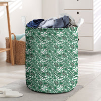 Hibiscus Bloom Island Tribal Waves Laundry Basket Green Polynesian Pattern LT01 Green - Polynesian Pride