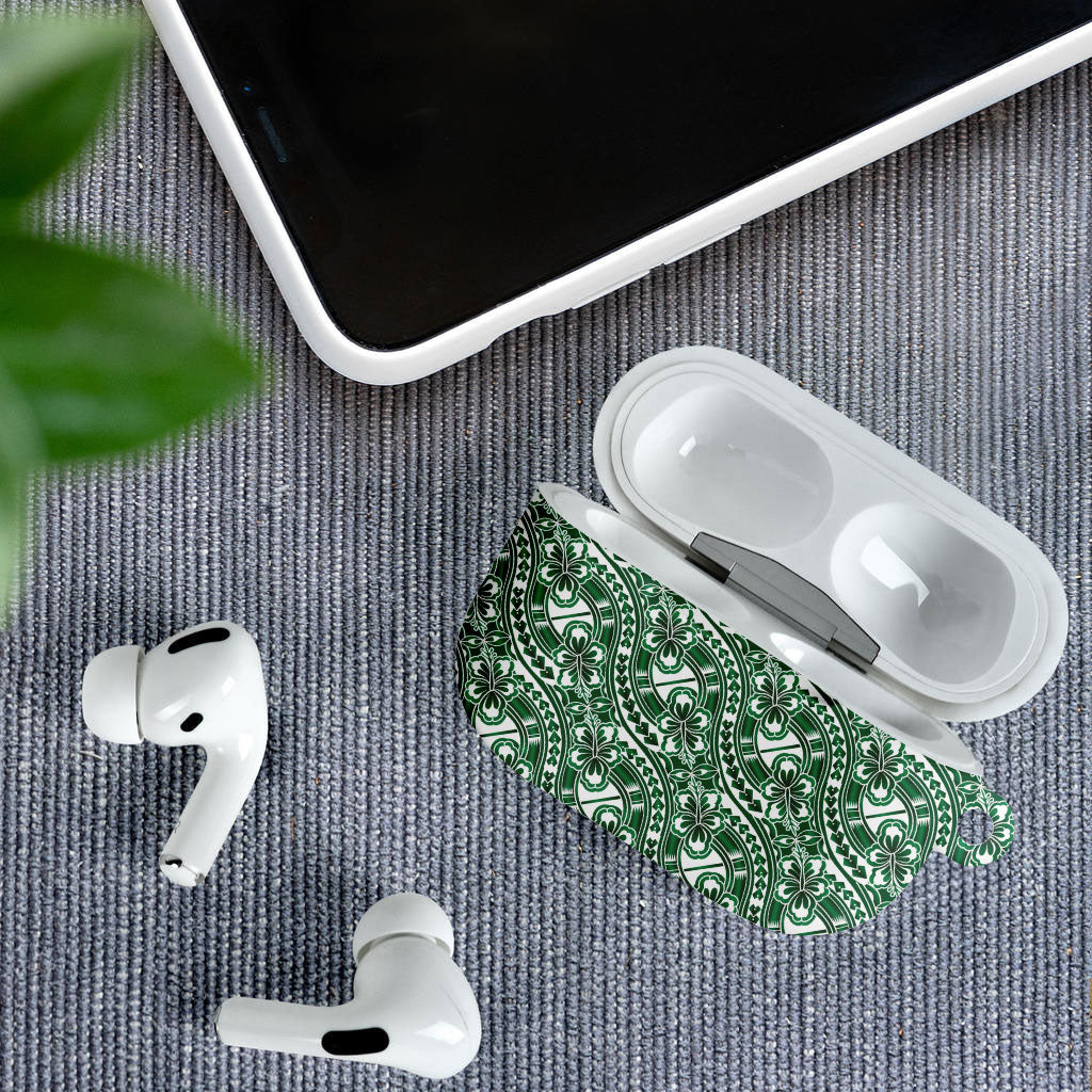 Hibiscus Bloom Island Tribal Waves AirPods Case Green Polynesian Pattern LT01 - Polynesian Pride
