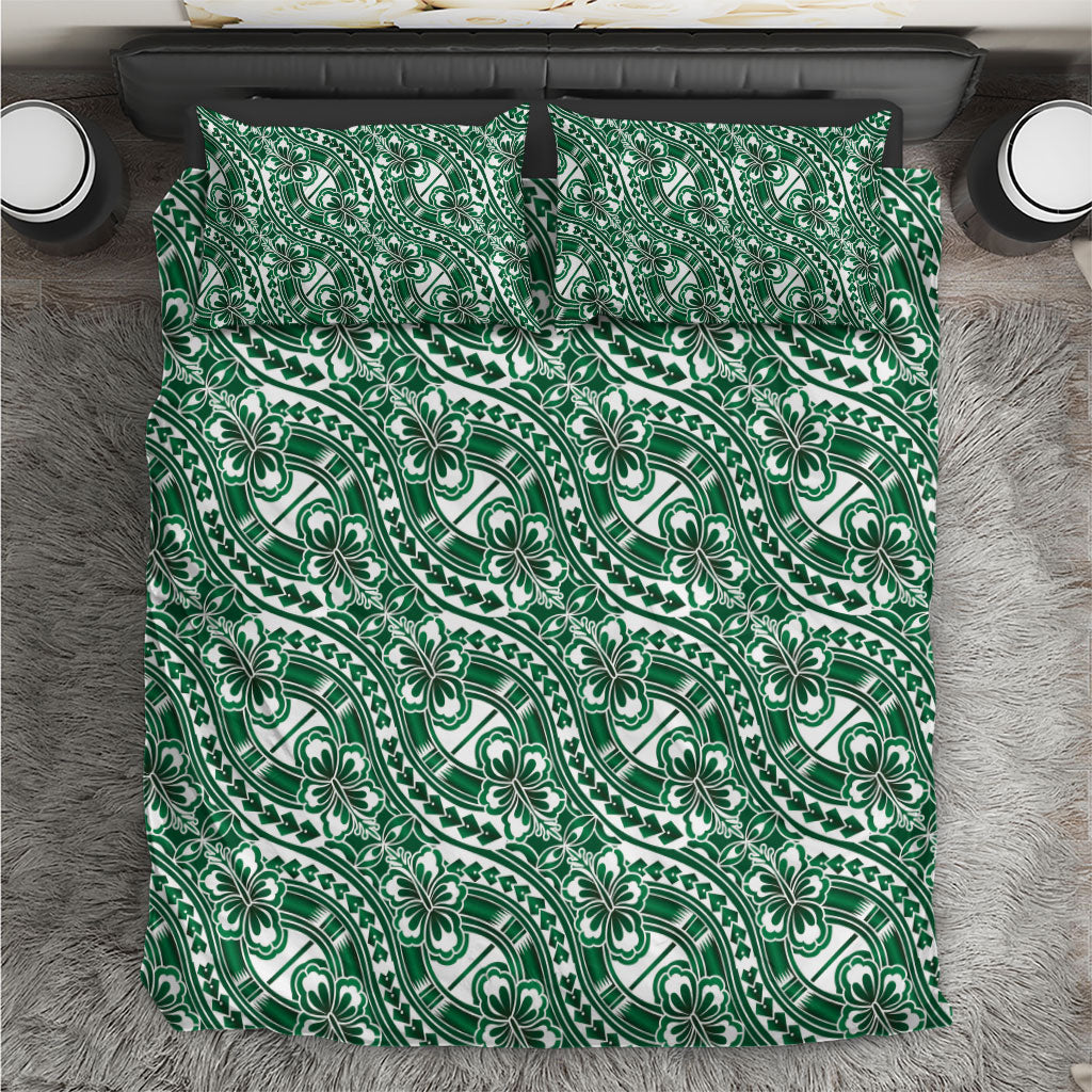 Hibiscus Bloom Island Tribal Waves Bedding Set Green Polynesian Pattern LT01 Green - Polynesian Pride