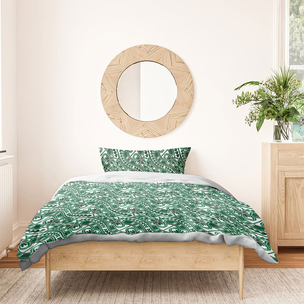 Hibiscus Bloom Island Tribal Waves Bedding Set Green Polynesian Pattern LT01 - Polynesian Pride