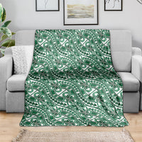 Hibiscus Bloom Island Tribal Waves Blanket Green Polynesian Pattern LT01 - Polynesian Pride