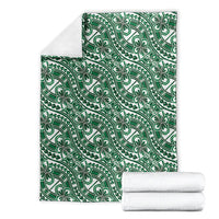Hibiscus Bloom Island Tribal Waves Blanket Green Polynesian Pattern LT01 - Polynesian Pride