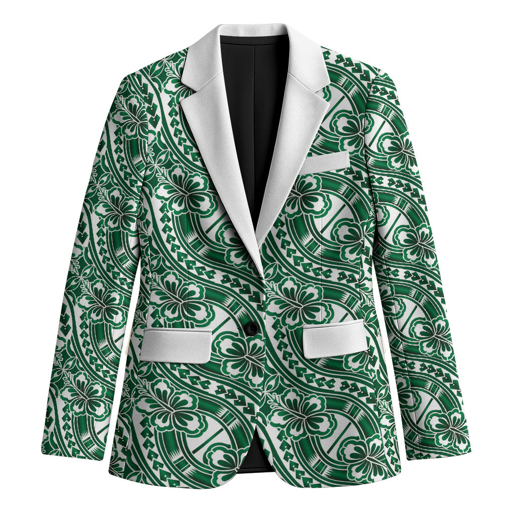 Hibiscus Bloom Island Tribal Waves Blazer Green Polynesian Pattern LT01 Unisex Green - Polynesian Pride