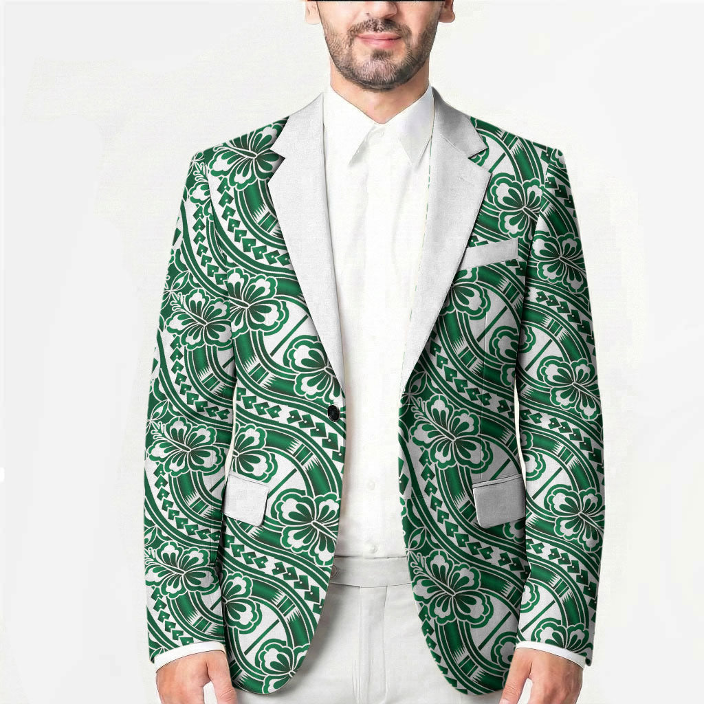 Hibiscus Bloom Island Tribal Waves Blazer Green Polynesian Pattern LT01 - Polynesian Pride