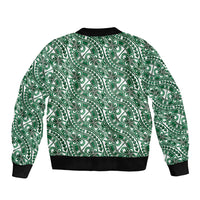 Hibiscus Bloom Island Tribal Waves Bomber Jacket Green Polynesian Pattern LT01 - Polynesian Pride