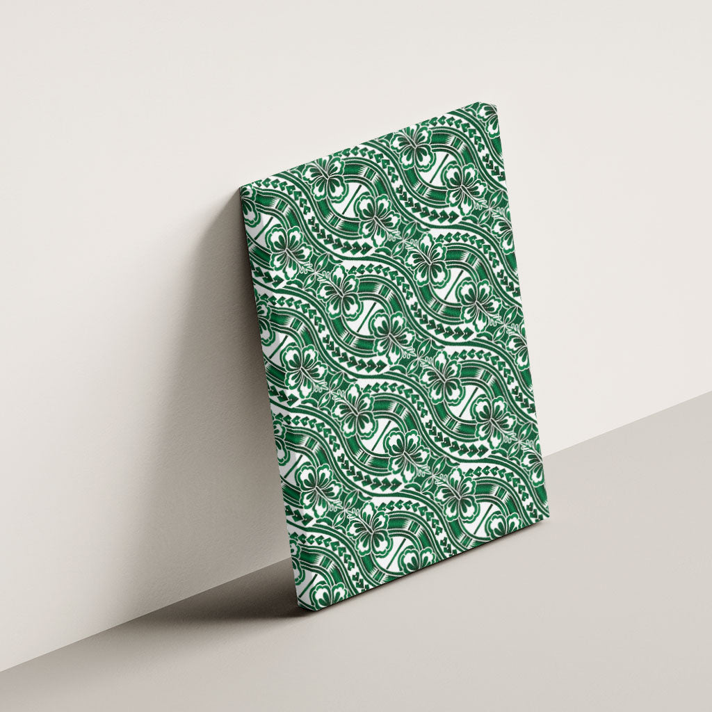 Hibiscus Bloom Island Tribal Waves Canvas Wall Art Green Polynesian Pattern LT01 - Polynesian Pride