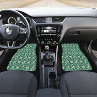 Hibiscus Bloom Island Tribal Waves Car Mats Green Polynesian Pattern LT01 Set 2pcs - Front Green - Polynesian Pride