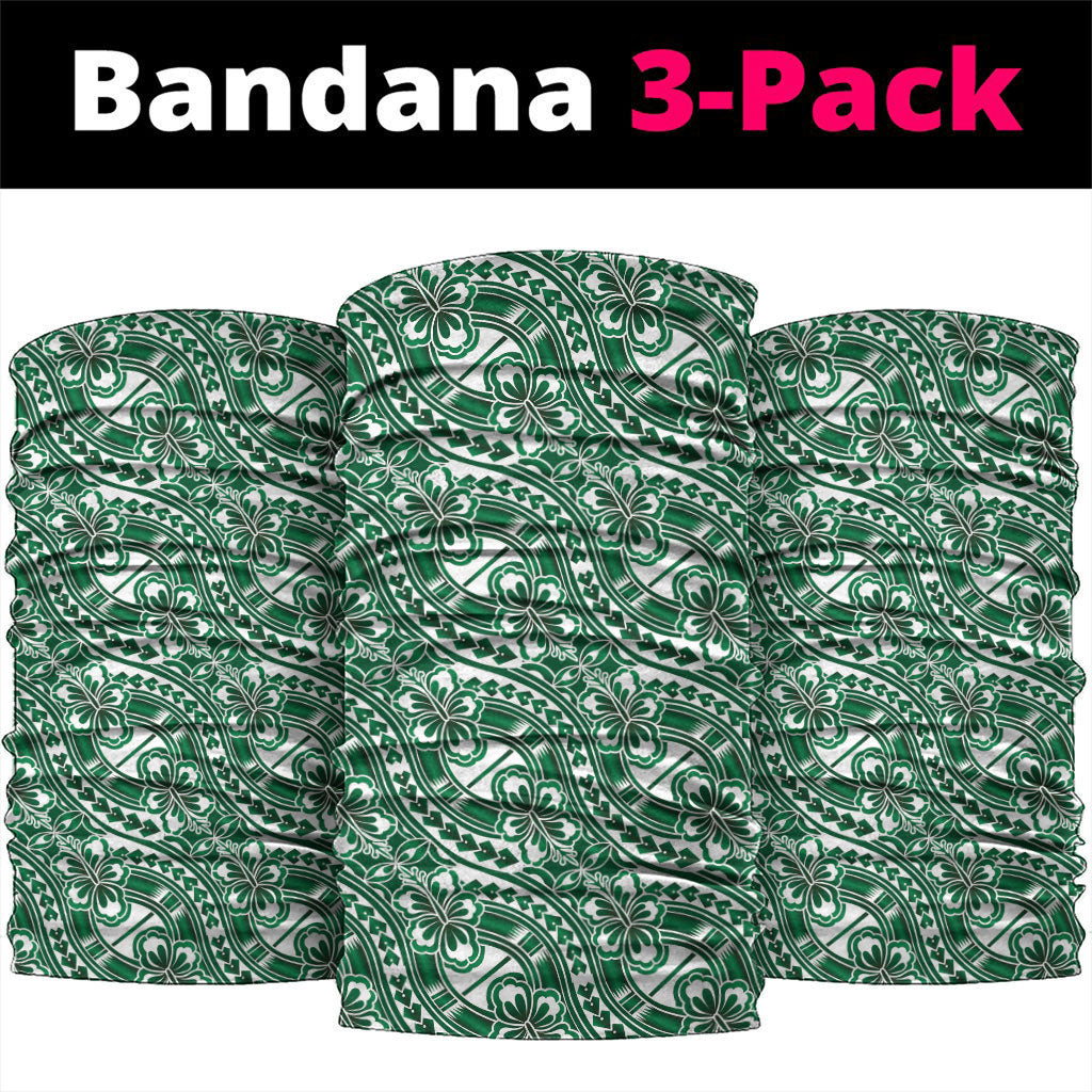 Hibiscus Bloom Island Tribal Waves Neck Gaiter Green Polynesian Pattern LT01 package One Size: 25*50cm Green - Polynesian Pride