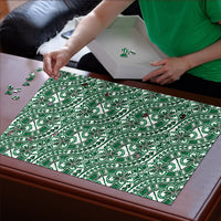 Hibiscus Bloom Island Tribal Waves Puzzle Green Polynesian Pattern LT01 - Polynesian Pride