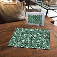 Hibiscus Bloom Island Tribal Waves Puzzle Green Polynesian Pattern LT01 - Polynesian Pride