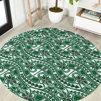Hibiscus Bloom Island Tribal Waves Round Carpet Green Polynesian Pattern LT01 Green - Polynesian Pride